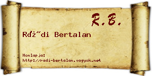 Rádi Bertalan névjegykártya